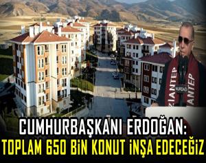 Cumhurbaşkanı Erdoğan: Toplam 650 bin konut inşa edeceğiz