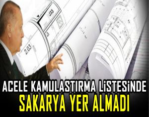 Acele Kamulaştırma Listesinde Sakarya Yer Almadı