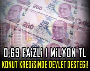 0,69 faizli 1 Milyon TL konut kredisinde devlet desteği!