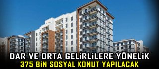 Dar ve orta gelirlilere yönelik 375 bin sosyal konut yapılacak