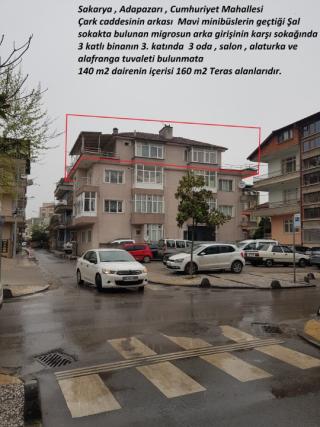 Adapazarı Cumhuriyet Mahallesinde teraslı daire