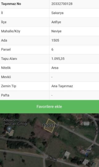 Sakarya , Arifiye , Neviye mah. Kat karşılığı % 30 İmarlı Arsa