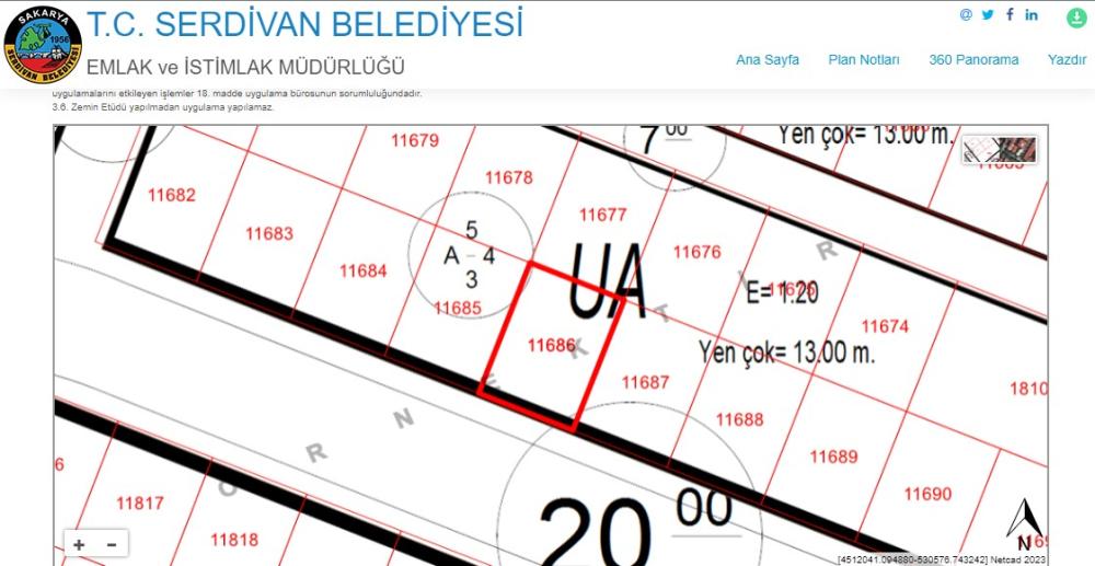 Sakarya , Serdivan , Beşköprü 4 Kat imarlı 234 m2 Arsa