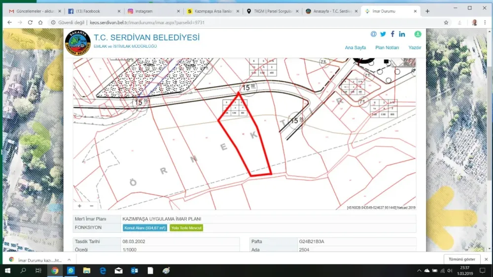 SAKARYA SERDİVAN'DA SATILIK MUHTEŞEM KONUMDA MÜLK 4500.M2